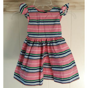Ralph Lauren 24M Dress Baby Toddler Girl Pink Green Stripe Spring Summer cut out